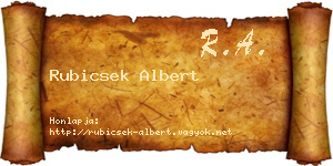 Rubicsek Albert névjegykártya