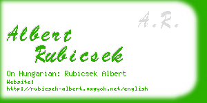 albert rubicsek business card